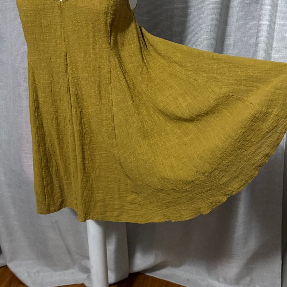 100% Cotton Lush Brand Skater Style Strappy Dress-Sz S-Chartreuse-GUC - Picture 8 of 16